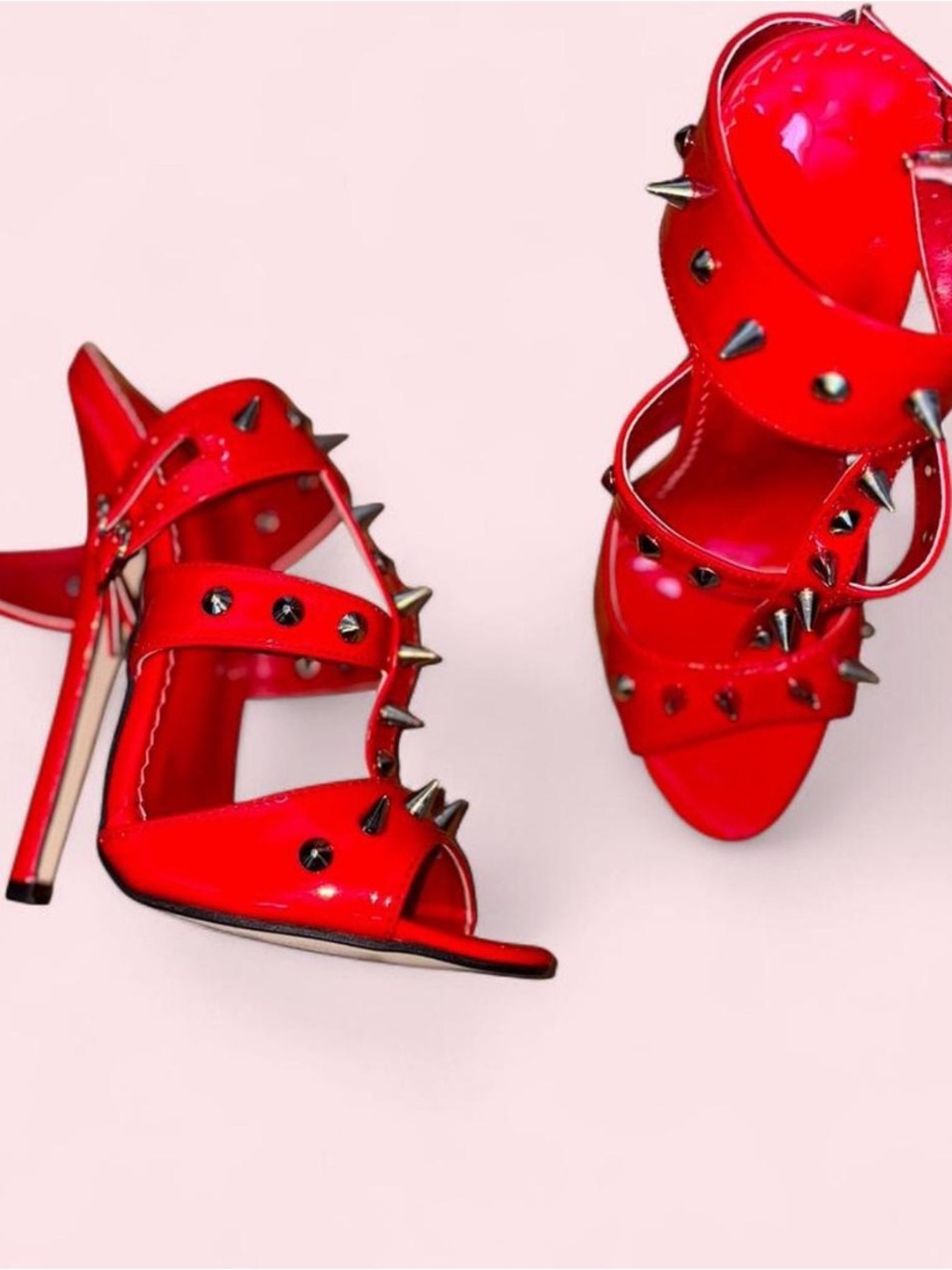 Red studded heels